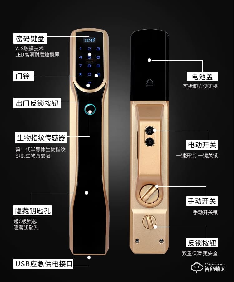 久富智能锁 全自动指纹锁 智能门智能密码锁