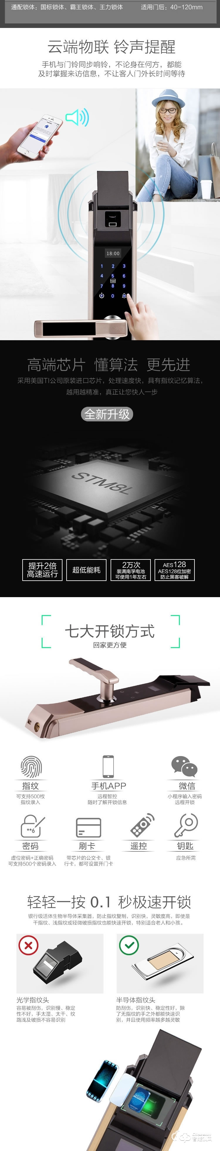 新星智能锁 B-16感应电子智能锁大门防盗指纹密码锁