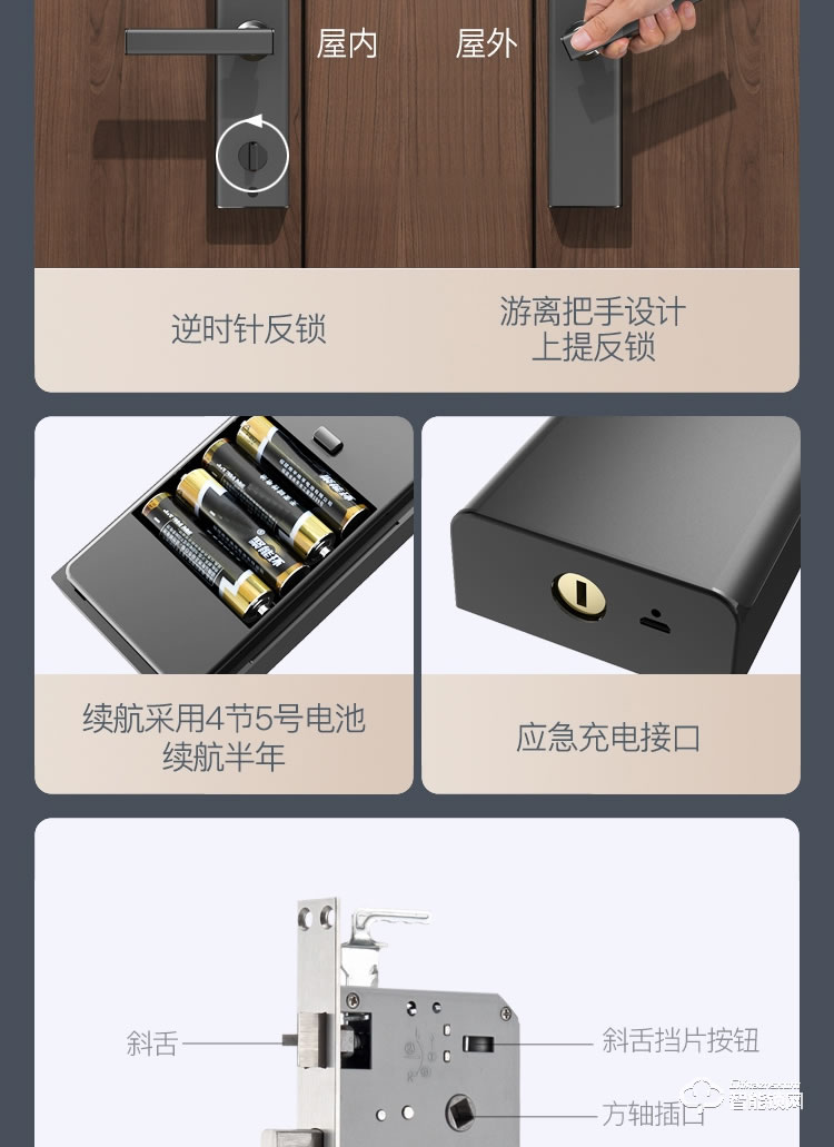 典匠智能锁 D6032家用防盗门滑盖智能锁电子锁密码锁