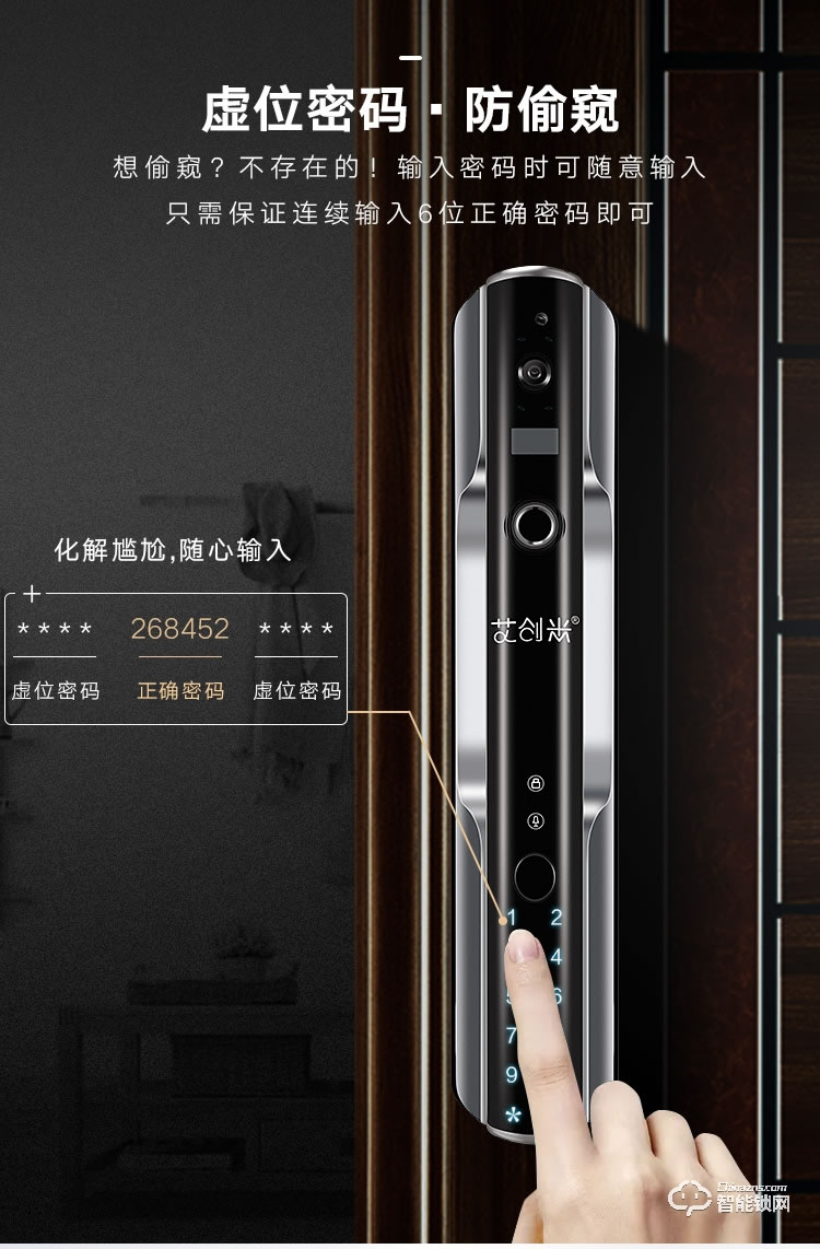 艾创米智能锁 TK01-1全自动监控摄像头防盗门电子锁